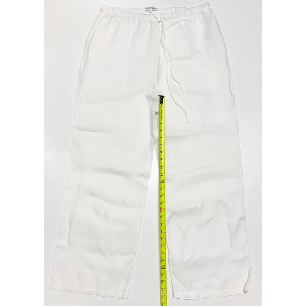 Reformation White 100% Linen 2 Piece Set XL Shirt and Large Wide Leg Pants Women